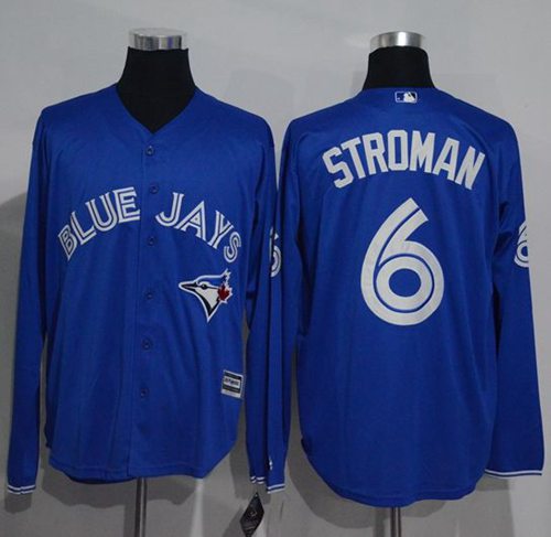 Blue Jays #6 Marcus Stroman Blue New Cool Base Long Sleeve Stitched MLB Jersey